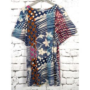 JAMS WORLD Simpson Print Shift Dress Floral Boho Lightweight Rayon Medium